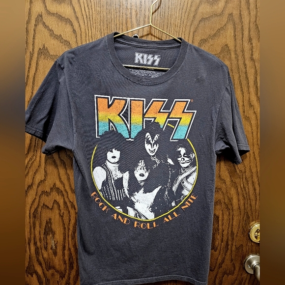 Kiss Gray Short Sleeve Tee Classic Band Logo - Picture 1 of 3